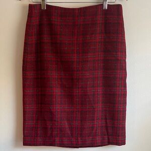 Talbots Red Plaid Pencil Skirt Size 6 NWT